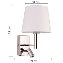Harper Living Wall Light With Switch, Adjustable Led Reading Light And Usb Port, Polished Chrome Finish, White Fabric Shade - thumbnail 9