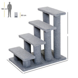 Pawhut Dog Steps For Bed 4 Step Pet Stairs For Sofa Dog Cat Climb Ladder Grey - thumbnail 3