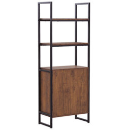 Beliani Industrial Bookcase With 3 Drawers, Dark Walnut Effect And Black Steel Frame, 158 X 61 X 32 Cm - thumbnail 6