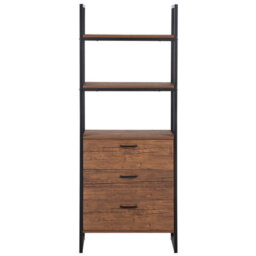 Beliani Industrial Bookcase With 3 Drawers, Dark Walnut Effect And Black Steel Frame, 158 X 61 X 32 Cm - thumbnail 1