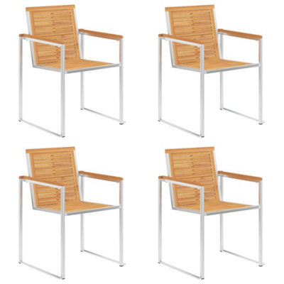 Berkfield Garden Chairs 4 Pcs Solid Teak Wood And Stainless Steel - image 1