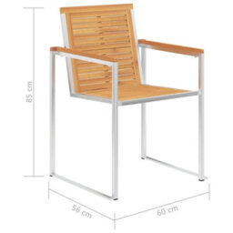 Berkfield Garden Chairs 4 Pcs Solid Teak Wood And Stainless Steel - thumbnail 5