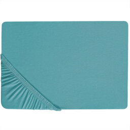 Beliani Fitted Sheet Hofuf Cotton 200 X 200 Cm Turquoise