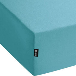 Beliani Fitted Sheet Hofuf Cotton 200 X 200 Cm Turquoise - thumbnail 4