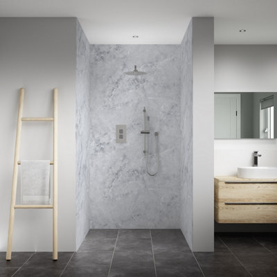 Splashwall Elite 3 Panel Mpc Wall Panel Kit (L)2420mm (W)1200mm - Smoked Marble - image 1