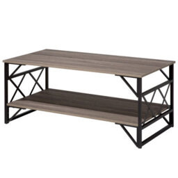 Wyld And Coco Industrial Coffee Table Taupe Wood Veneer Top Black Metal Frame 120 X 61 Cm - thumbnail 5