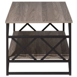 Wyld And Coco Industrial Coffee Table Taupe Wood Veneer Top Black Metal Frame 120 X 61 Cm - thumbnail 6