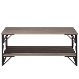 Wyld And Coco Industrial Coffee Table Taupe Wood Veneer Top Black Metal Frame 120 X 61 Cm - thumbnail 4
