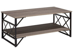 Wyld And Coco Industrial Coffee Table Taupe Wood Veneer Top Black Metal Frame 120 X 61 Cm - thumbnail 1
