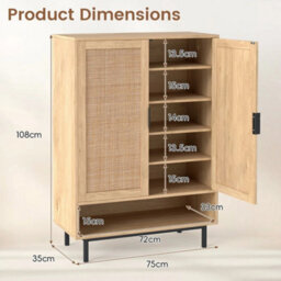 108Cm 6-Tier Rattan Shoe Cabinet - thumbnail 2