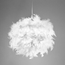 Happy Homewares Eye-Catching And Designer Small White Feather Decorated Pendant Lighting Shade - thumbnail 4