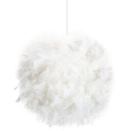 Happy Homewares Eye-Catching And Designer Small White Feather Decorated Pendant Lighting Shade