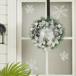 Living And Home Silver Elegant Glittering Hanging Christmas Wreath With Mixed Decoration 30 Cm - thumbnail 2