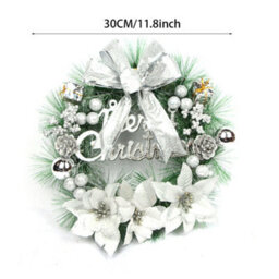 Living And Home Silver Elegant Glittering Hanging Christmas Wreath With Mixed Decoration 30 Cm - thumbnail 5