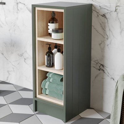Affine Freestanding Open Shelf Unit Storage Cabinet Green Bathroom Furniture 300mm - image 1