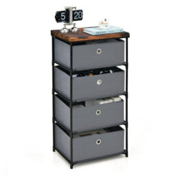 4 Drawer Fabric Chest Storage 4-Tier Organizer Tower Dresser With Drawers - thumbnail 1