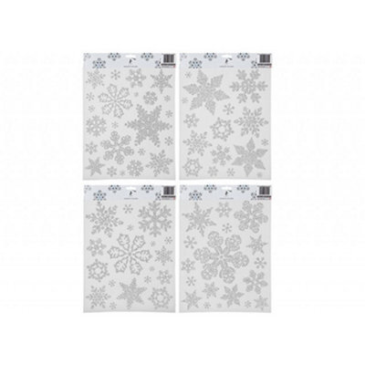 PMS Christmas Decorations Silver Assorted Glitter Snowflake Stickers