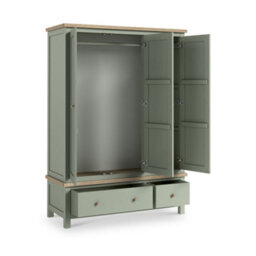 Farro Sage Green Triple Wardrobe With Washed Oak Top - By Roseland Furniture - thumbnail 6