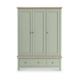 Farro Sage Green Triple Wardrobe With Washed Oak Top - By Roseland Furniture - thumbnail 5