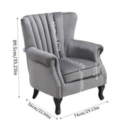 Upholstered Velvet Wing Back Retro Armchair Queen Anne Chair Lounge Sofa - thumbnail 2