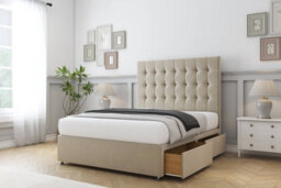 "Sloomy Alabama Almond Coniston Divan Bed With Mattress 2 Drawers Same Side With 26"" Strutted Headboard 4' Small Double" - thumbnail 3