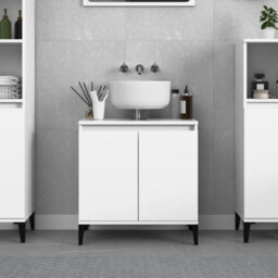Berkfield Sink Cabinet White 58X33X60 Cm Engineered Wood - thumbnail 1