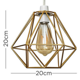Valuelights Pair Of Diablo Geometric Gold Metal Basket Cage Ceiling Light Shades And Bulbs (D)21Cm - thumbnail 7
