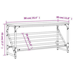 Walplus Shoe Rack Smoked Oak 90X30X45 Cm Engineered Wood - thumbnail 9