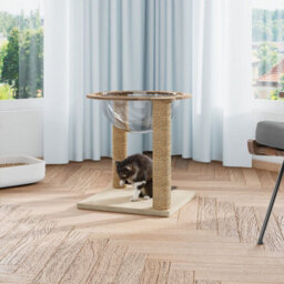 Thehotsale Freestanding Cat Climbing Tower With Acrylic Capsule And 2 Scratching Posts - thumbnail 2