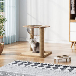 Thehotsale Freestanding Cat Climbing Tower With Acrylic Capsule And 2 Scratching Posts - thumbnail 1