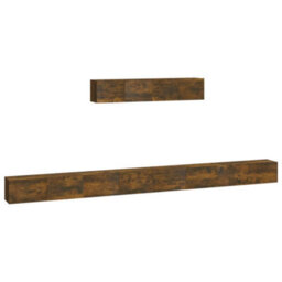 Berkfield 4 Piece Tv Cabinet Set Smoked Oak Engineered Wood - thumbnail 2
