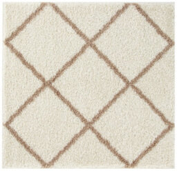 The Rugs Moroccan Shaggy Rugs And Runners Soft Fluffy Diamond Design High Pile Ivory And Beige Living Room Kitchen Hallway 530 - thumbnail 1