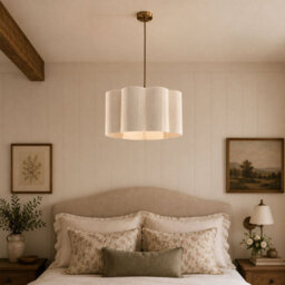 CGC Interiors Cgc Caterina Scalloped Cream Fine String Drum Lampshade Large 40Cm - thumbnail 6