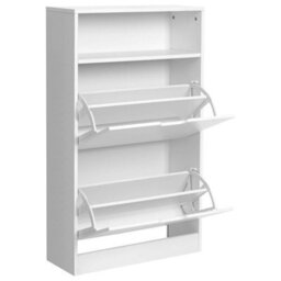 Songmics Vasagle Shoe Storage Cabinet, 2 Flip-Open Doors, Adjustable Divider, 3 Levels, Holds 8-12 Shoes, With Open Shelf, White - thumbnail 5