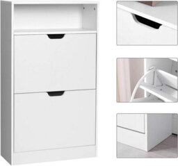 Songmics Vasagle Shoe Storage Cabinet, 2 Flip-Open Doors, Adjustable Divider, 3 Levels, Holds 8-12 Shoes, With Open Shelf, White - thumbnail 4