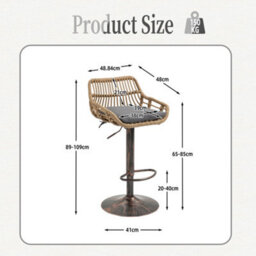 Abrihome 2-Pack Modern Swivel Bar Stools - Height Adjustable Wicker Chairs With Cushion & Floor Protectors For Kitchen Island, Grey - thumbnail 8