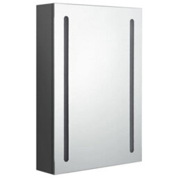 Berkfield Stylish Led Bathroom Mirror Cabinet Grey 50X13X70 Cm - thumbnail 3
