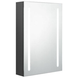 Berkfield Stylish Led Bathroom Mirror Cabinet Grey 50X13X70 Cm - thumbnail 1