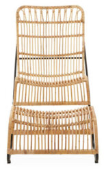 Orsina Rattan Chair And Footstool Set, Vertical Rattan Lining Chair, Hand-Woven Rattan Set With Black Iron Frame - thumbnail 4