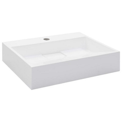 Berkfield Chic Wash Basin 50X38X13 Cm Mineral Cast/marble Cast White - image 1