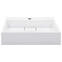 Berkfield Chic Wash Basin 50X38X13 Cm Mineral Cast/marble Cast White - thumbnail 3