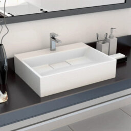 Berkfield Chic Wash Basin 50X38X13 Cm Mineral Cast/marble Cast White - thumbnail 2