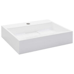 Berkfield Chic Wash Basin 50X38X13 Cm Mineral Cast/marble Cast White - thumbnail 1