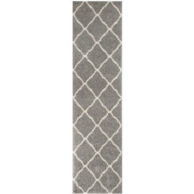 The Rugs Moroccan Shaggy Rugs And Runners Soft High Pile Grey And Ivory Living Room Kitchen Hallway 710 - image 1