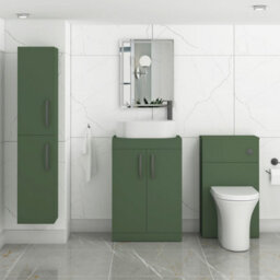 Royal Bathrooms Turin 600mm Freestanding Bathroom Vanity Unit With Sink 2 Door Matt Green & Peak Countertop Basin - thumbnail 3