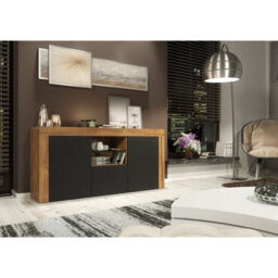 Sideboard Aurora 145Cm - Dark Oak & Black Matt Doors - thumbnail 2