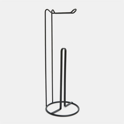 Metal Toilet Roll Holder Freestanding Bathroom Storage Organiser Black - image 1