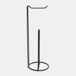 Metal Toilet Roll Holder Freestanding Bathroom Storage Organiser Black - thumbnail 2