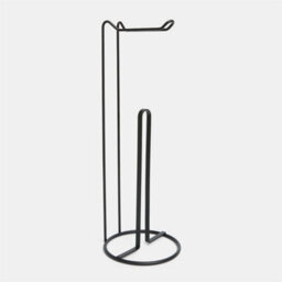 Metal Toilet Roll Holder Freestanding Bathroom Storage Organiser Black - thumbnail 1