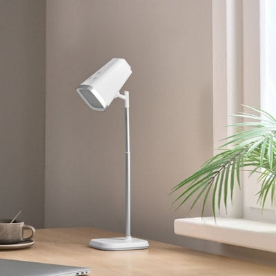 Beliani 2 In 1 Desk And Wall Lamp White, Detachable Head, Stepless Touch Dimmer, 3 Cct Modes - image 1